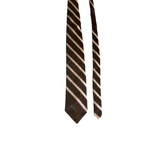 Vintage McCalls By Damon Mens Necktie Brown Beige Striped University Retro Dad